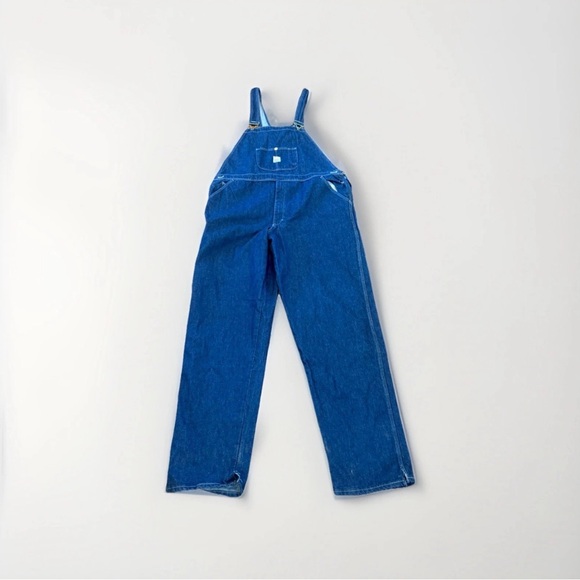 Vtg Pointer Dark Blue Denim Bib Overalls Mens 44X34 Work Wear Farm USA